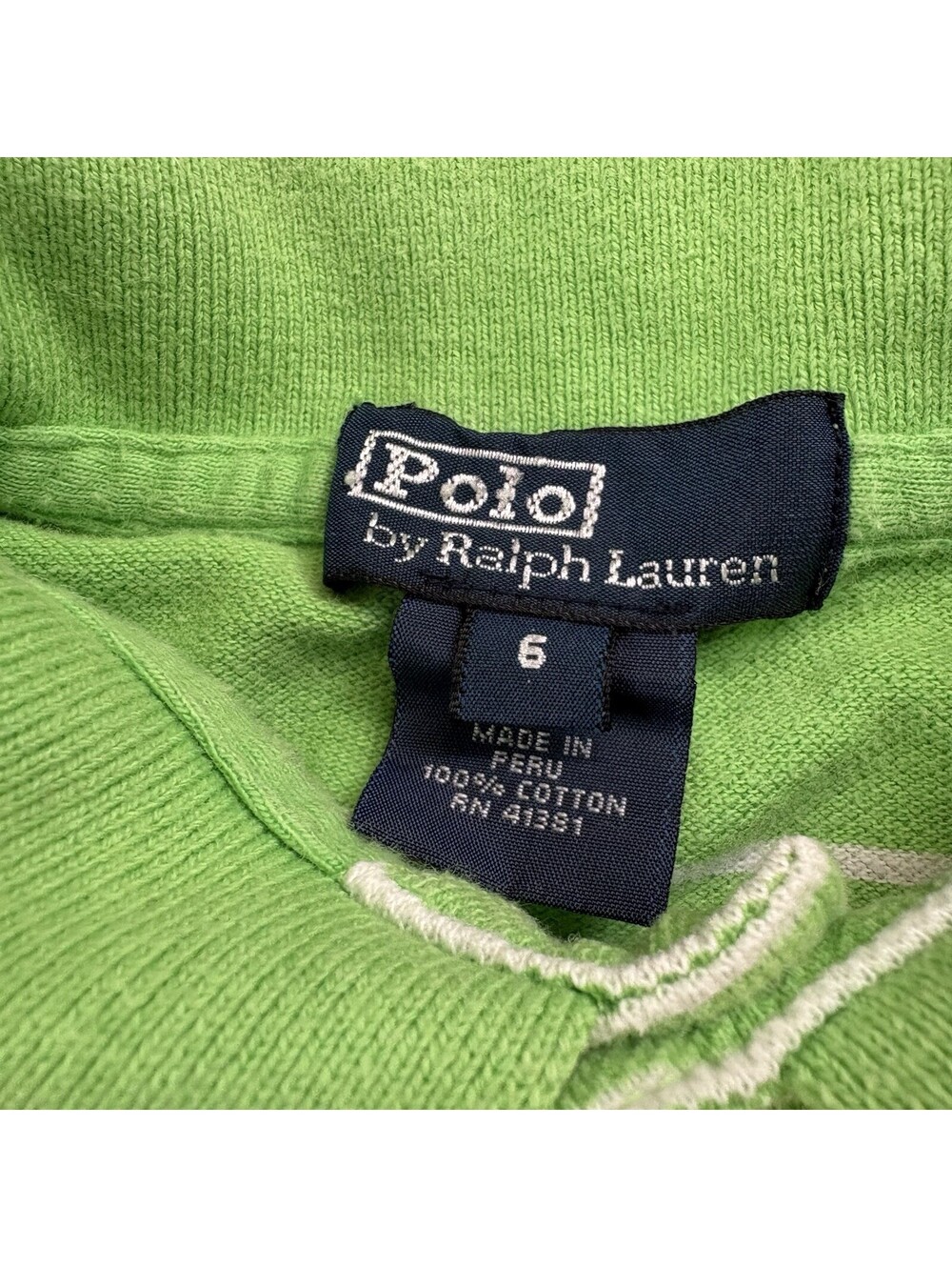 Vintage Polo Ralph Lauren Striped Polo Shirt Kids Size 6 Green - Picture 3 of 7